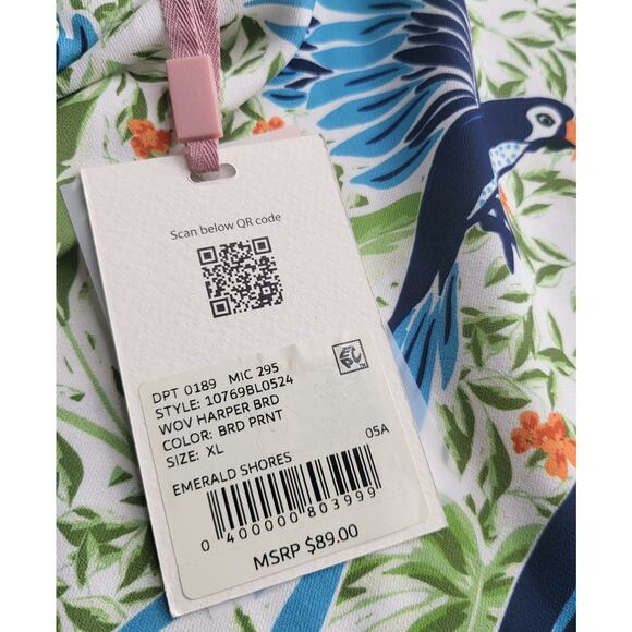 NWT Alex Marie Harper Tank Top Emerald Shores Bird Print  Halter Blouse Size XL - Picture 2 of 5